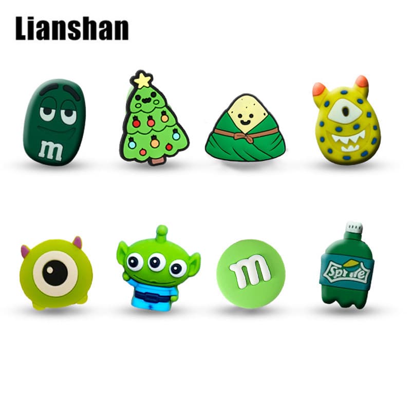 Raquete de tênis amortecedor bonito dos desenhos animados verde tênis amortecedor raquete de tênis amortecedor fivela lo