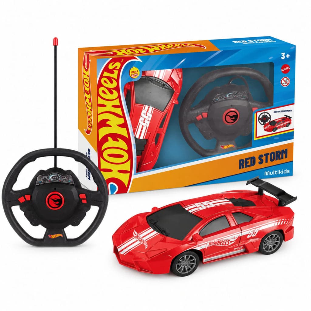 Carrinho Controle Remoto Hot Wheels 4 Canais Vermelho - Multikids NB