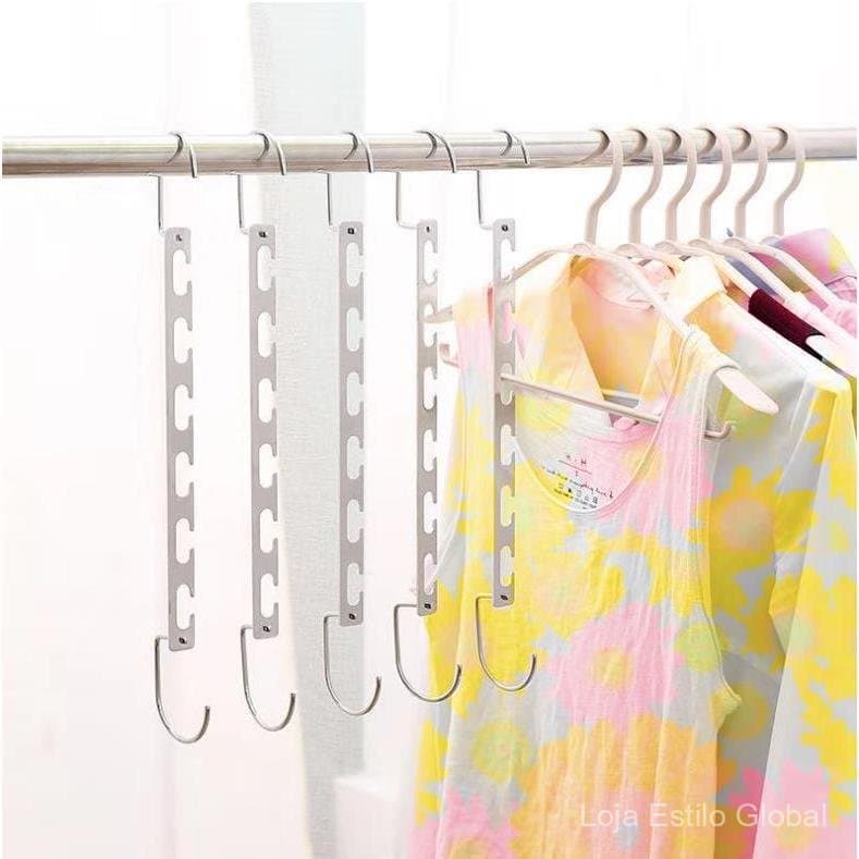 Cabide Mágico de Aço Inoxidável com 6 Furos, Gancho Metálico Multifuncional Dobrável, Cabide de Roupas de Aço Inoxidável