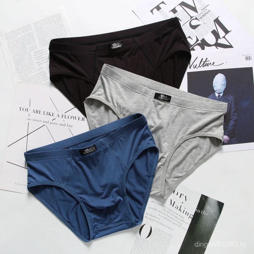 Cueca Esportiva Masculina Modal em Fibra de Bambu, Cintura Média, Respirável, Tamanho Grande 7.21 FXBH