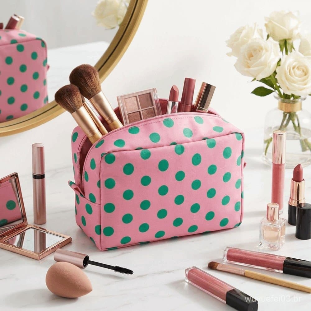 Bolsa De Higiene Pessoal De Bolinhas INTREE , Armazenamento De Cosméticos Com Zíper De Grande Capacidade , À Prova D'águ