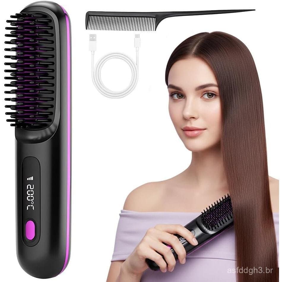 GoBrushProforShortHair-2026Mother'sDayUpgradedCordlessStraighteningBrushwithFastHeat,3TemperatureSettings,Ionic&CeramicC
