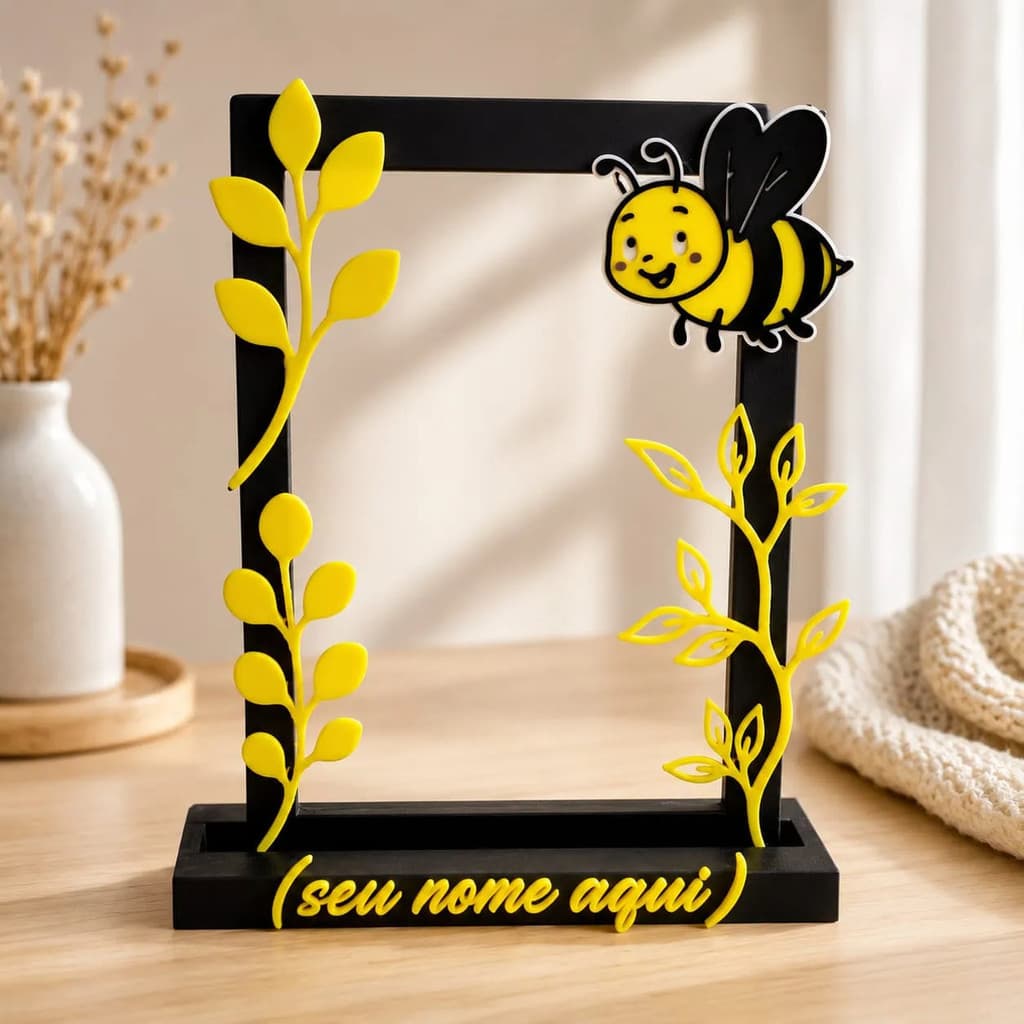 Porta Retrato Personalizado Com Nome 10x15 Tema Abelha