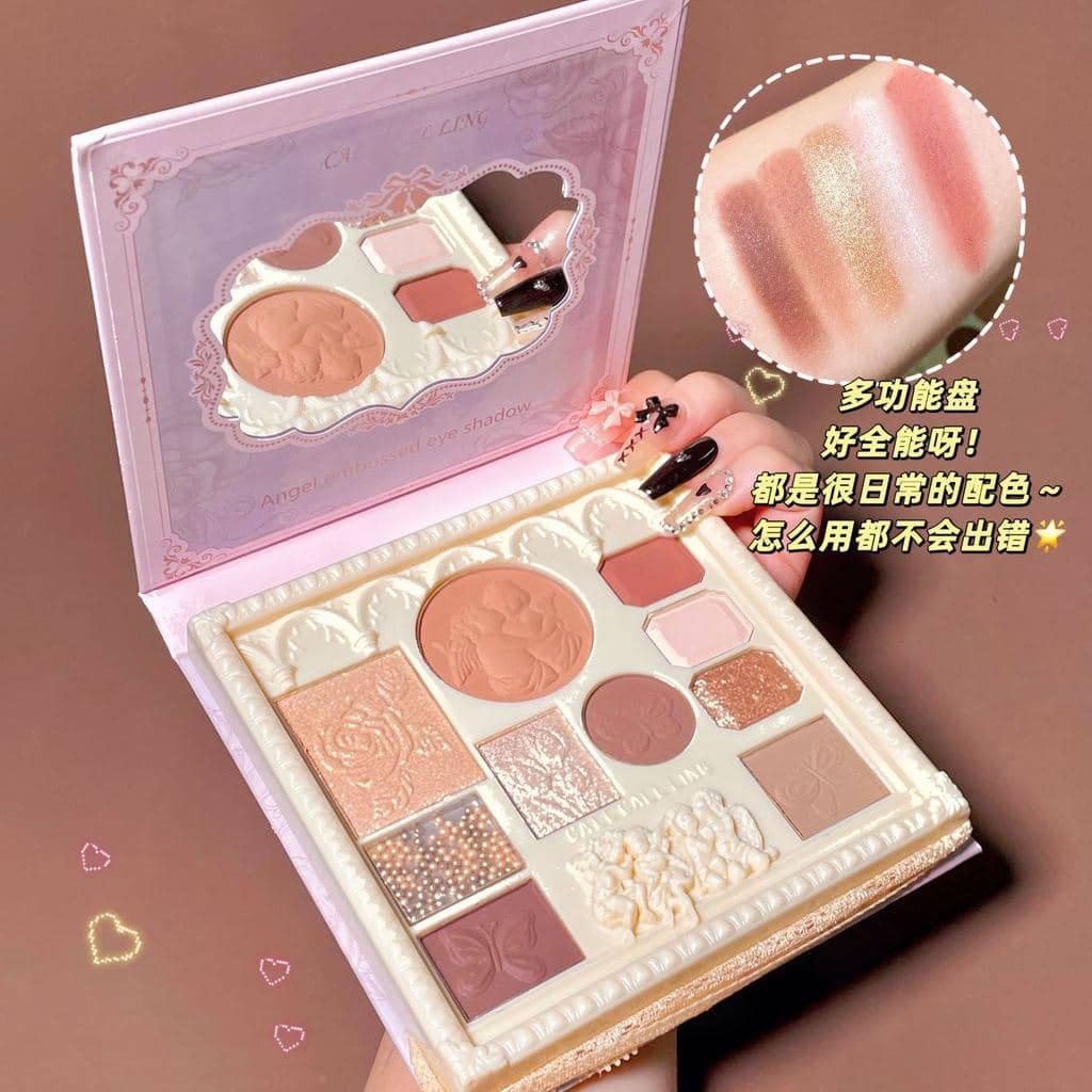 CALLCALL LING em relevo anjo sombra Blush destaque paleta tudo-em-um ins Super, paleta de sombras vermelhas sol de um di