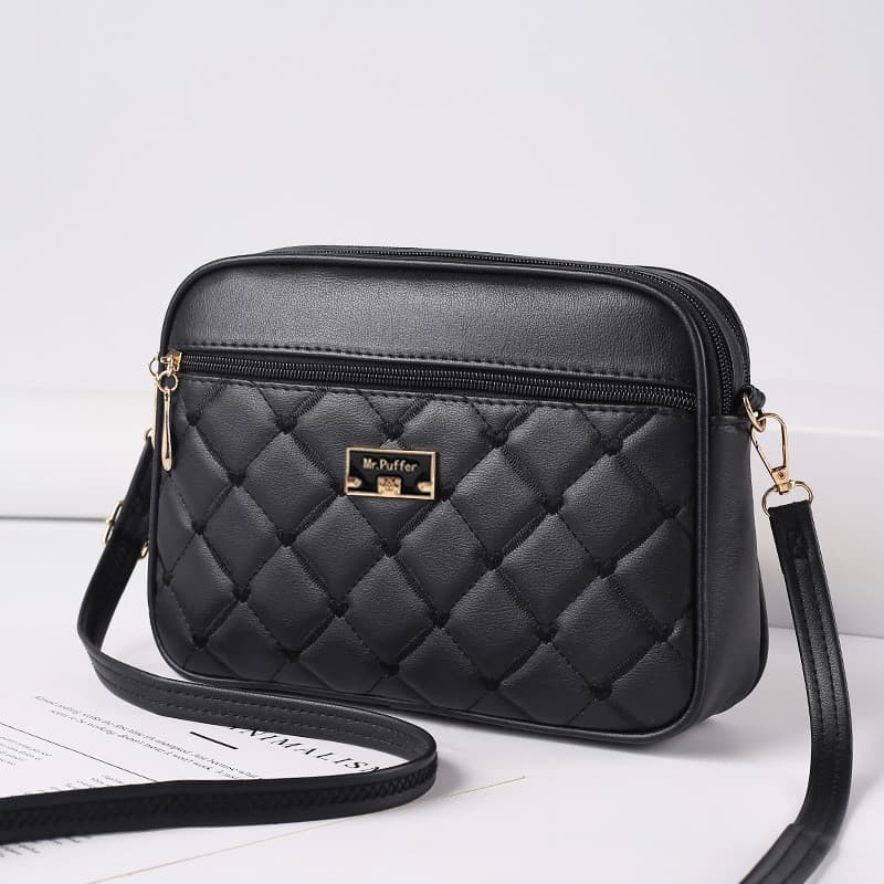 Bolsa de Mão Feminina com Padrão de Diamante, Nova Moda 2025, Compacta e Multifuncional, Bolsa Transversal em PU
