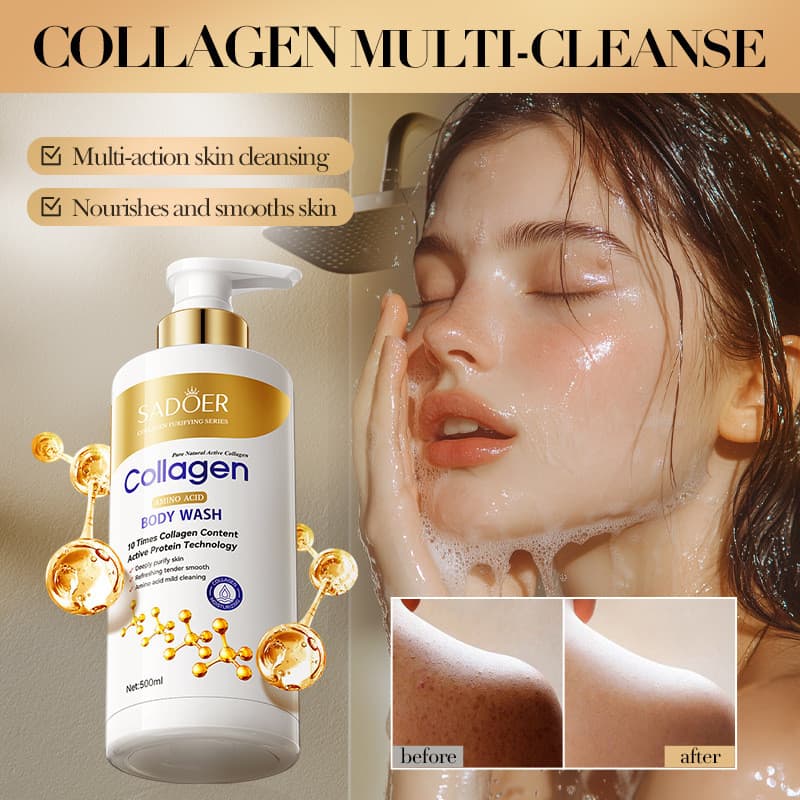 Gel de banho SADOER Osso Colágeno Aminoácido Limpeza Gel de banho Shampoo Cuidados de lavagem Atacado