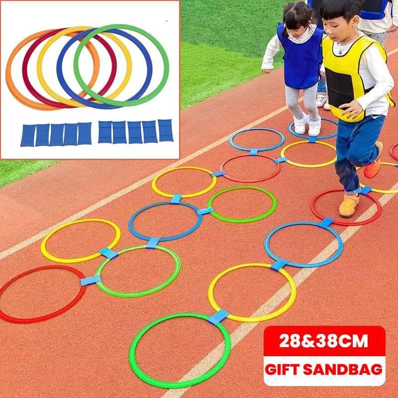 10 Pcs Hopscotch Ring Game Toys for Kids PE Teaching Aid Jogo De Brinquedos De Treinamento De Integração Sensorial Espor