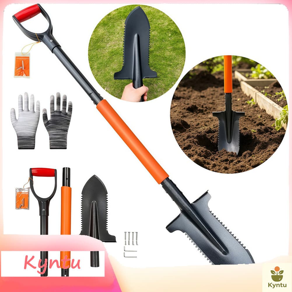 Kyntu-br Pá de serra de raiz de 20 dentes removível leve e ergonômica pá de detecção de metal para jardim