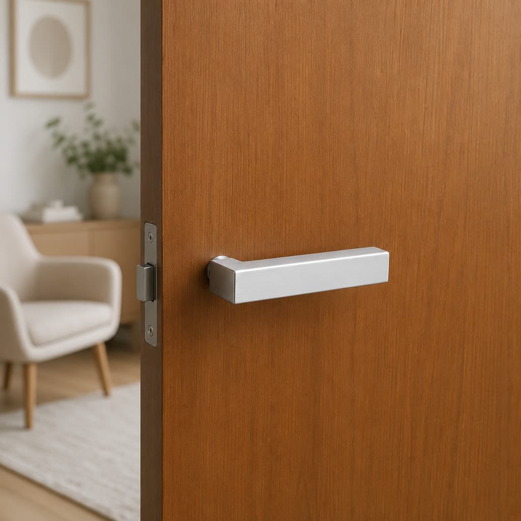 Maçaneta Par Alavanca Inox Escovado Para Fechadura Porta