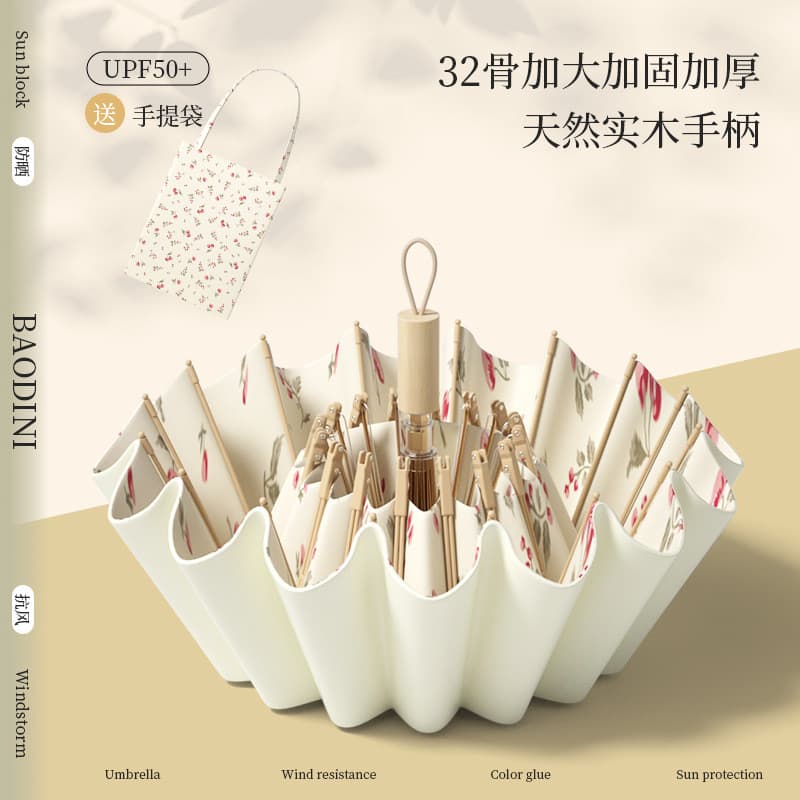 Cola de cor de osso duplo de 32 ossos estilo chinês protetor solar Anti-ultravioleta protetor solar calor Ins