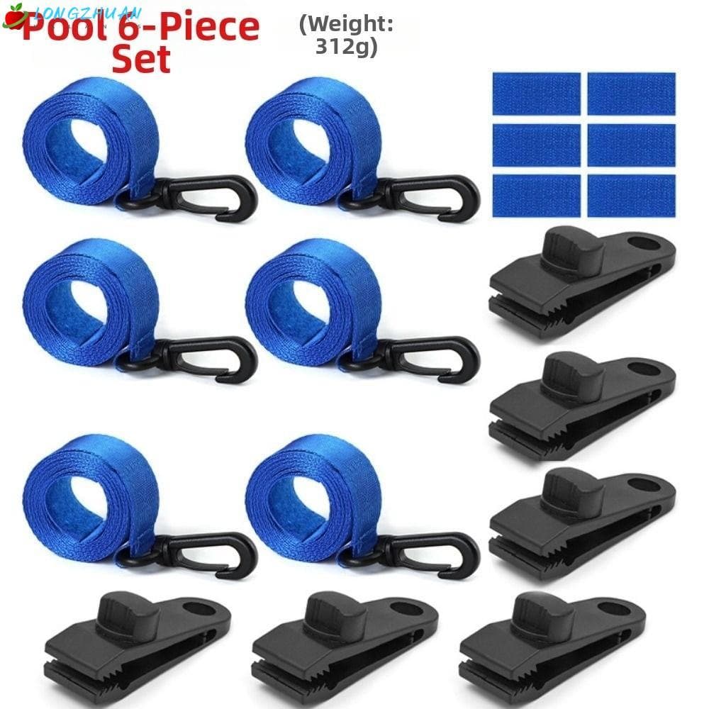 LONNGZHUAN 1/6 Conjuntos De Cobertura De Piscina Resistente , Kit Universal De Fixação De Carretel Preto E Azul , À Prov