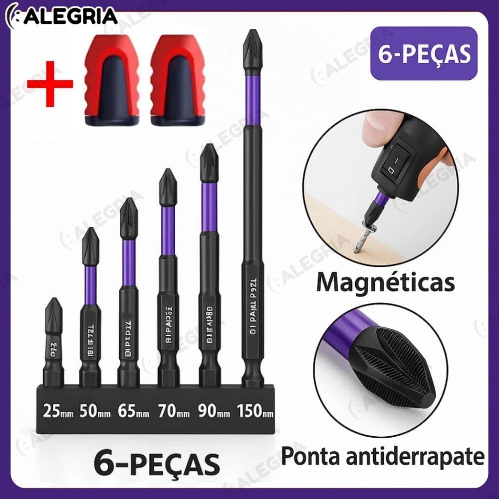 KIT 6 Conjunto De Brocas Magnéticas Fortes,De Impacto Antiderrapantes E À Prova De Choque Chave De Fenda Para-AR