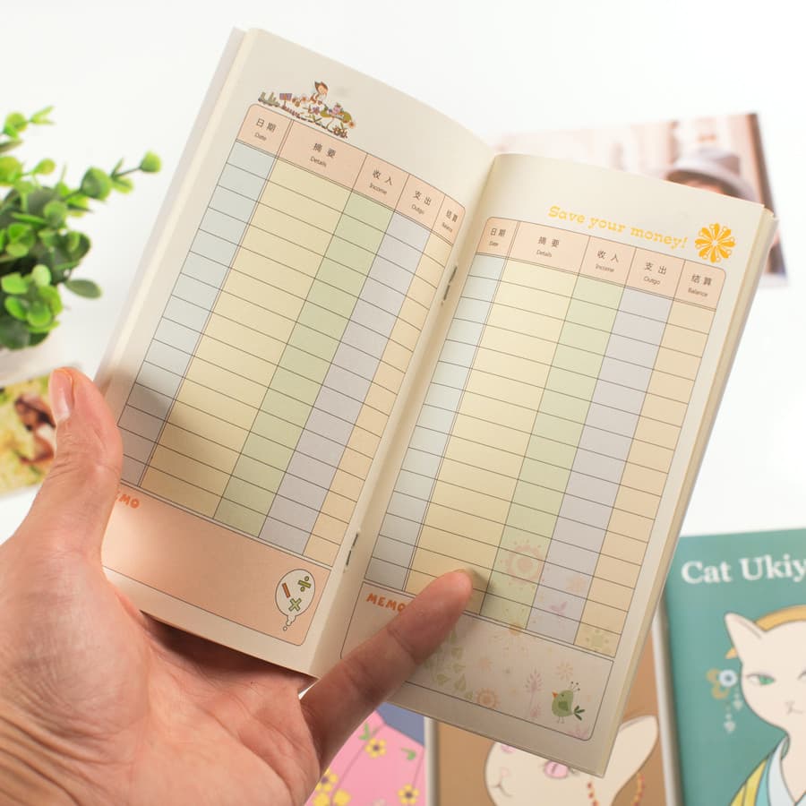 Pequeno livro de gerenciamento financeiro portátil fresco Livro de contabilidade preguiçosa Livro de despesas de renda d
