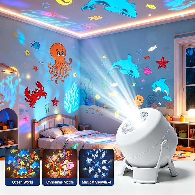 Projetor De Luz Led Rotativo Para Projetor De Cenas Noturnas Com Tema De Oceano/Floco De Neve/Natal