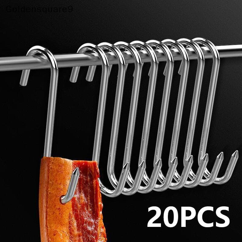 goldensquare9 20 Peças De Aço Inoxidável Em Forma De S Gancho Ferramenta Carne De Açougueiro Para Chien Churrasco Salsic