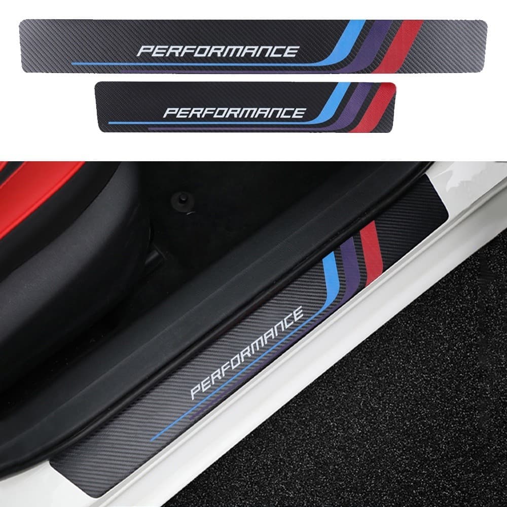 Placa De Soleira De Porta De Fibra De Couro De Carbono Adesivos De Carro Para BMW 1 2 3 4 5 6 7 Series X1 X2 X3 X4 X5 X6
