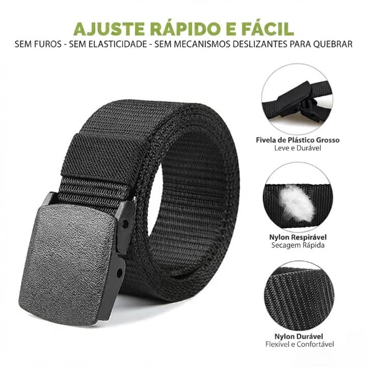 Cinto Masculino Nylon Ajustável Largo Fivela PVC para Calça Hello