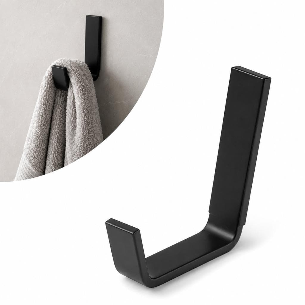 Cabide Preto Parede Inox Stander Square Banheiro Alta Durabilidade Resistente