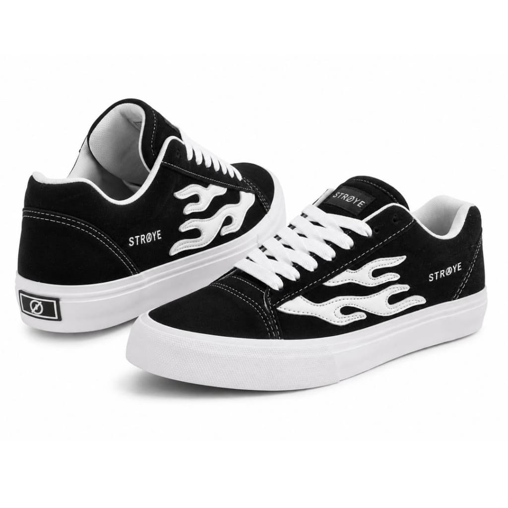 Tênis Unissex Casual Fogo Flame Urbano Cano Baixo Confortável Skate