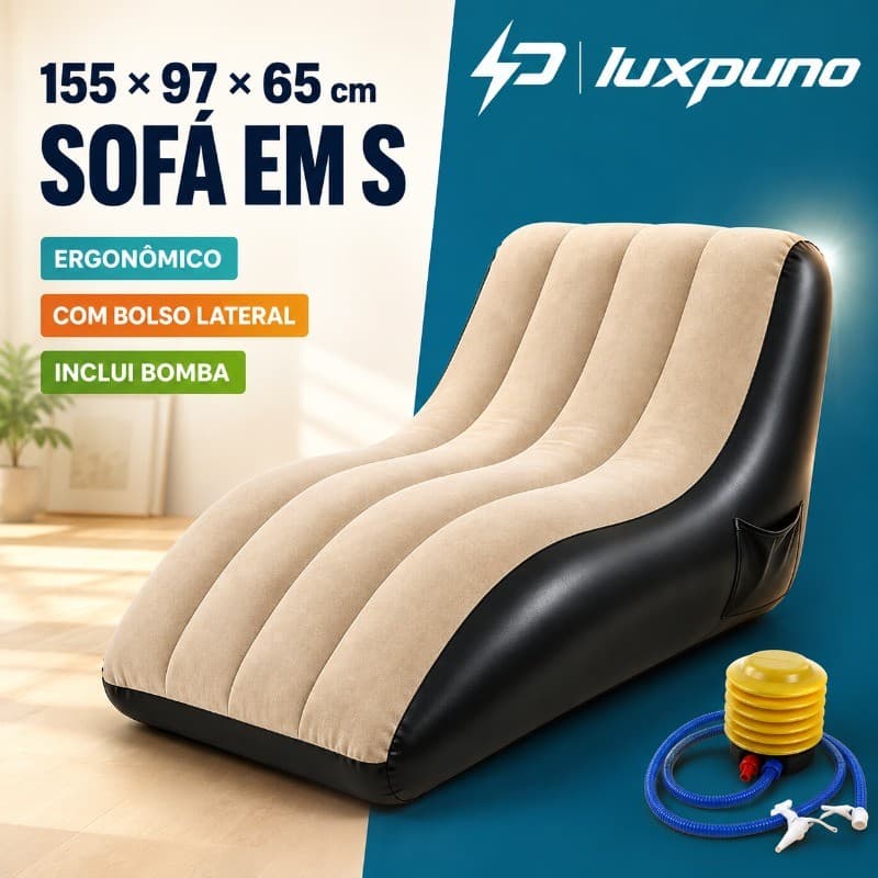 Sofá Inflável Dobrável Poltrona Inflável Com bolso Cama Portátil Dobrável Adequado para uso externo e doméstico Bomba