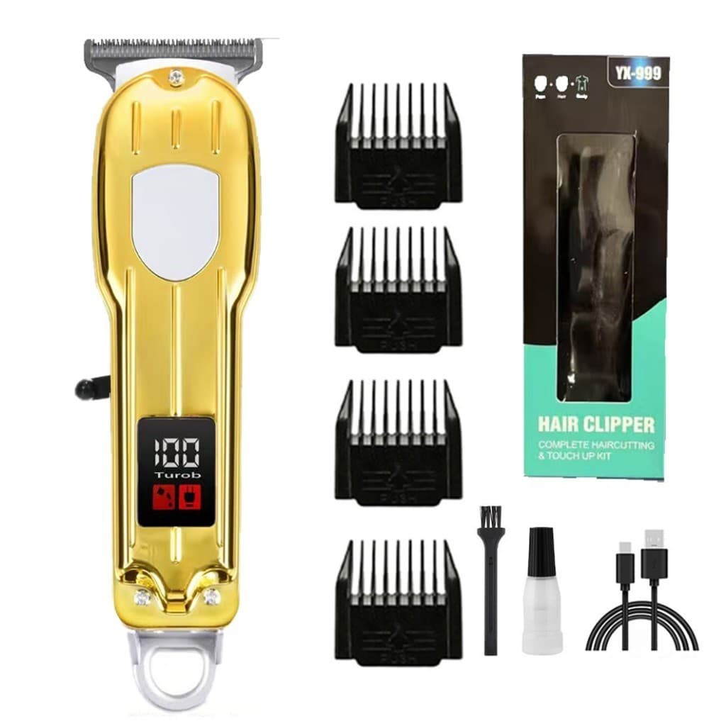 Máquina de Cortar Cabelo Aparador Profissional Sem Fio Recarregável USB 0mm Kit Pentes Silencioso Para Cabelo e Barba