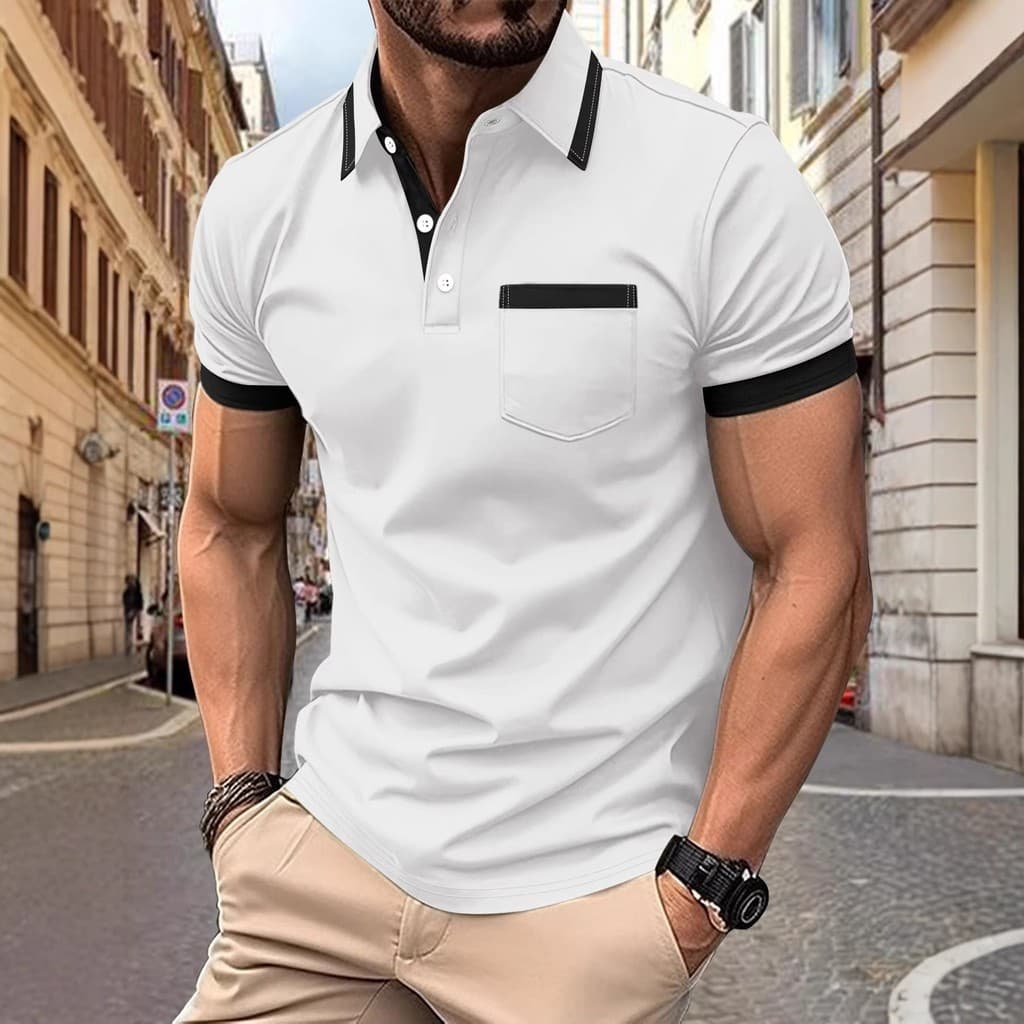Camiseta criativa linha impressa camisa polo masculina novo estilo