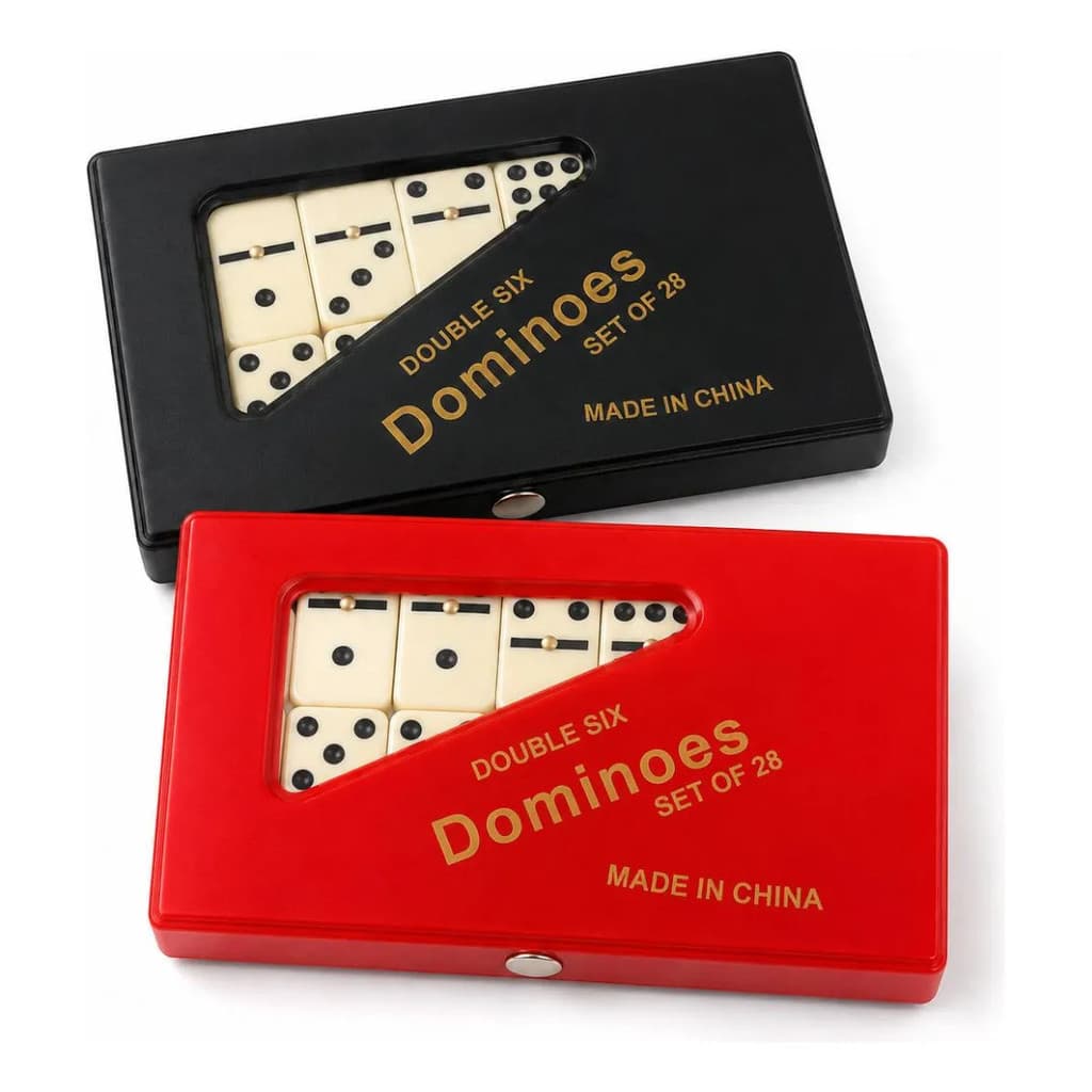 Kit 2 Estojos Dominós Melanina 10mm 28 Peças Diversão Jogos
