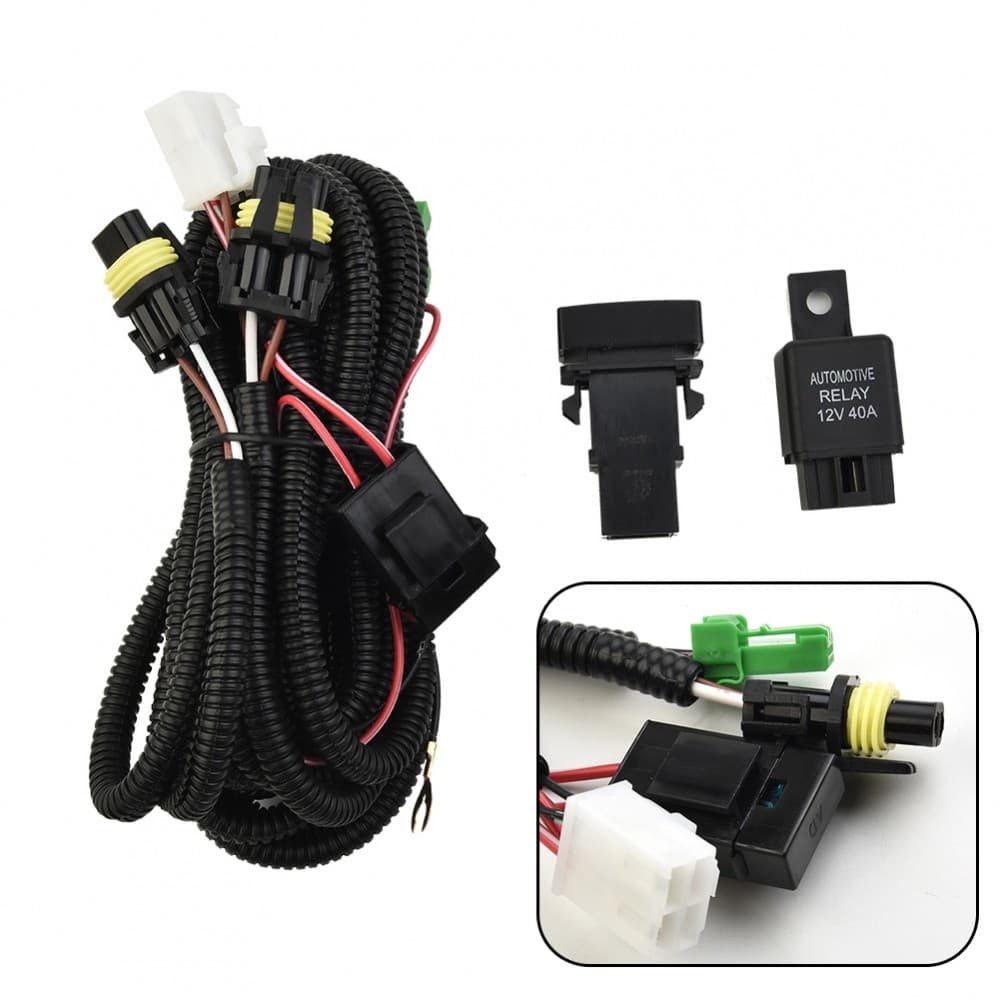 Chicote De Luz De Nevoeiro Preto 12V + Interruptor Indicador + Relé Automotivo Para LS 2005-2006