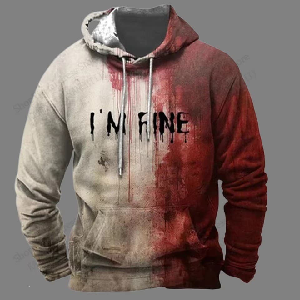 Moletom masculino estampado com design 3D de sangue e violência, moda feminina, Halloween 3D.