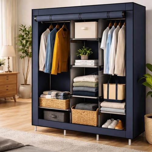 Organizador De Roupa Desmontável Portátil Inteligente Grande Azul-marinho