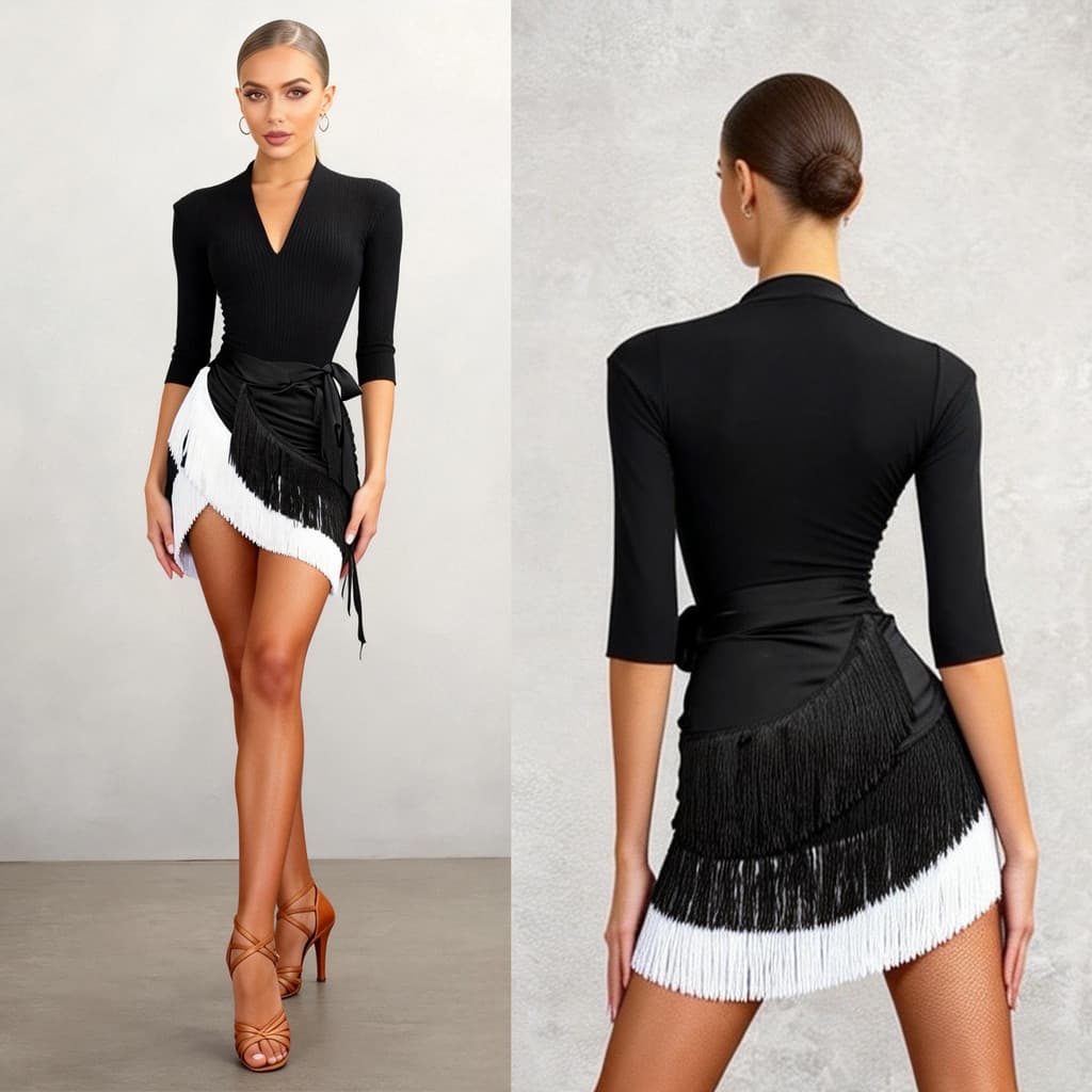 Roupas de dança latina curto Hip cachecol franjas dinâmicas pernas longas feminino adulto prática roupas prática novo es