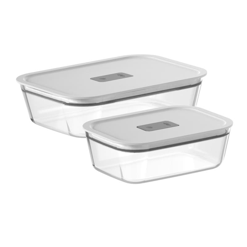 Kit 2 Potes Herméticos de Vidro Retangulares Refratários Marmitas Fresh Lock Ou