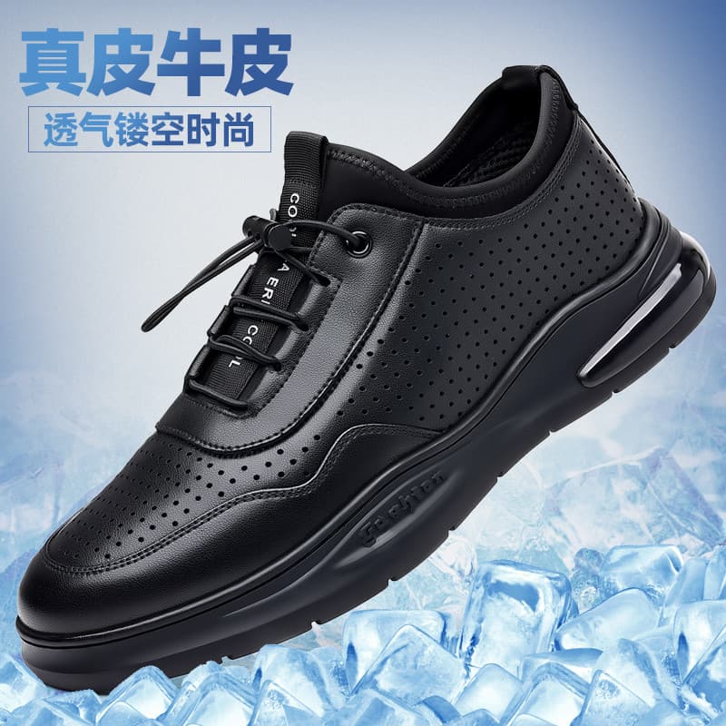 Sapatos masculinos novo estilo 2023 verão na moda respirável oco couro sola macia All-Match esportes sapatos casuais mas