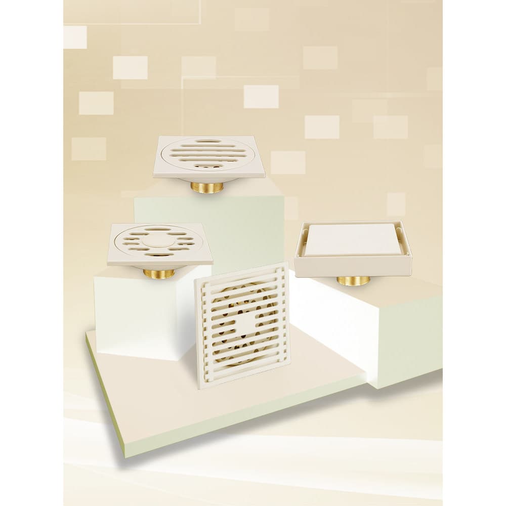 Creme branco desodorante de banheiro à prova de insetos núcleo de cobre dreno de chão banheiro invisível engrossado máqu