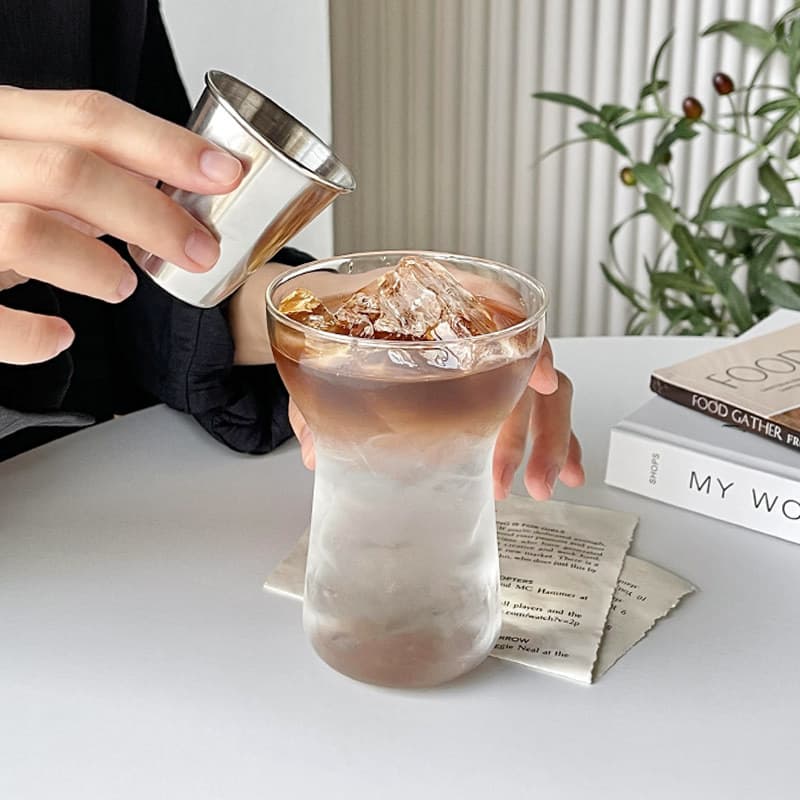Copo de vidro exclusivo estilo Instagram para café Americano gelado, leite de café da manhã, suco, bebidas frias e cold