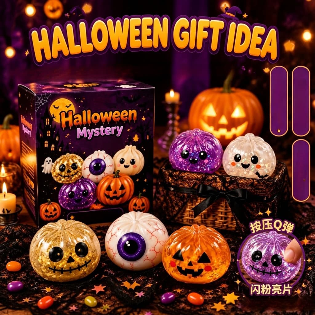 Halloween Ghost Squishy Stress Relief Toy Soft Squeeze Fidget Mainan Tekanan Anti Hadiah Boneka Hantu Mistério De Descom