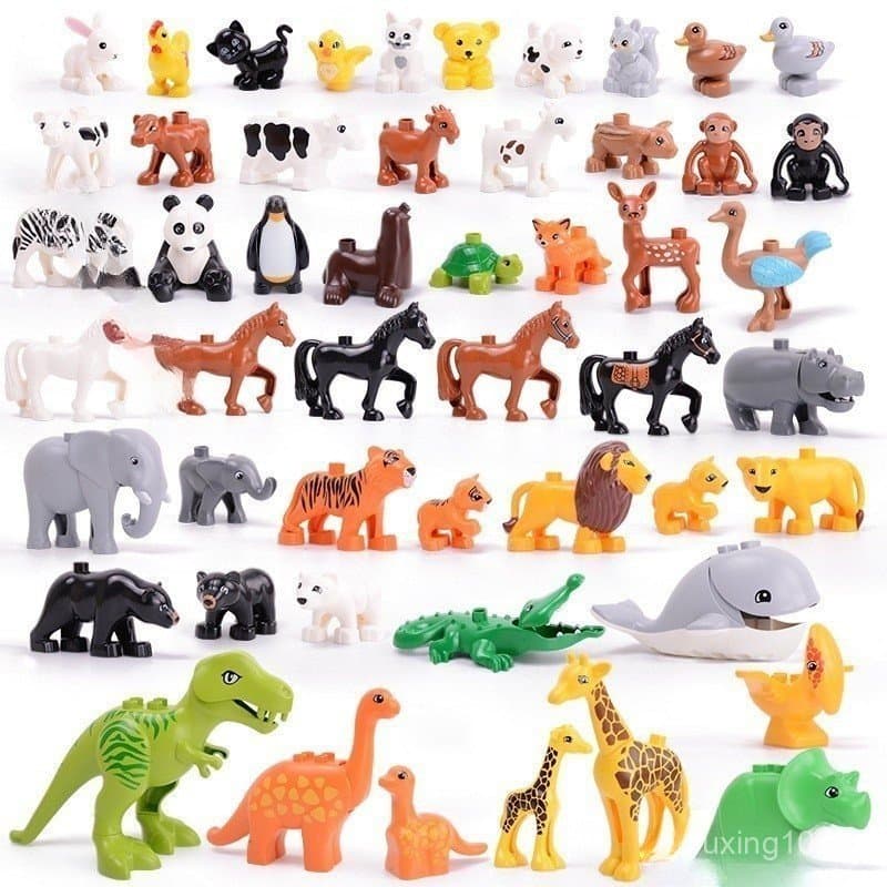 Blocos de construção de animais vendidos em conjuntos Compatível Com lego duplo Bloco De Construção Animal Cena Série