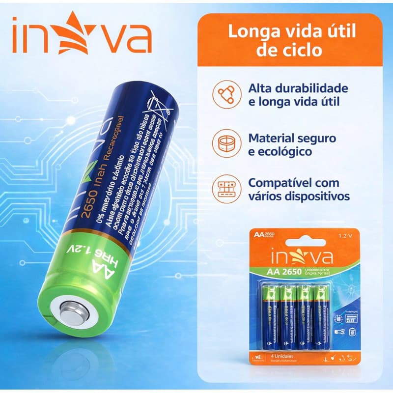 Kit Energia AA 1.2V Alta Capacidade Para Dispositivos Diversos para eletronico