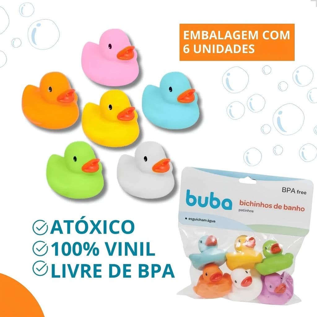 Patinhos Coloridos Brinquedos para Banho 6 peças - Buba