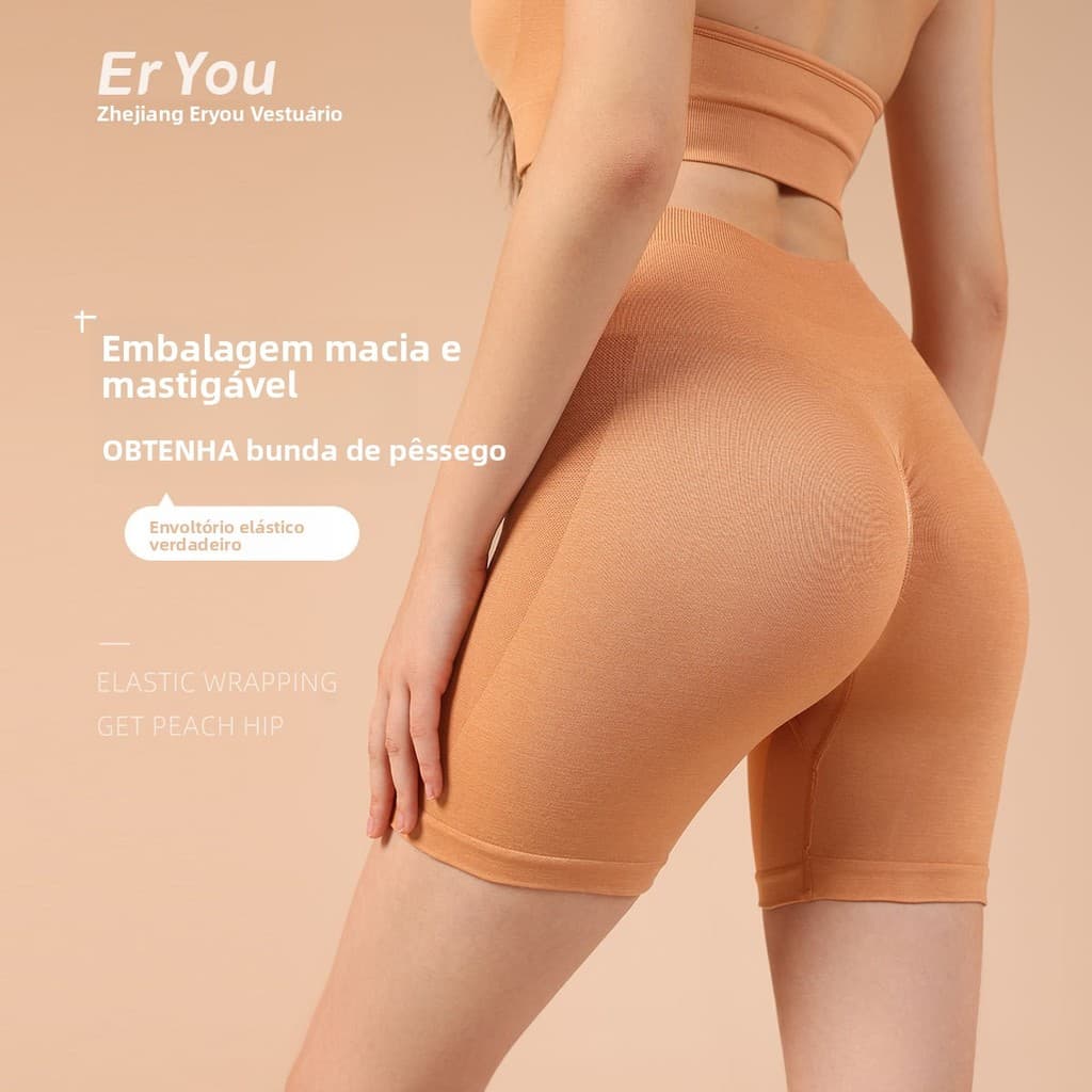 Shorts de Yoga Peach Butt, Calças de Fitness Modeladoras, Cintura Alta, Efeito Levanta Bumbum, Secagem Rápida