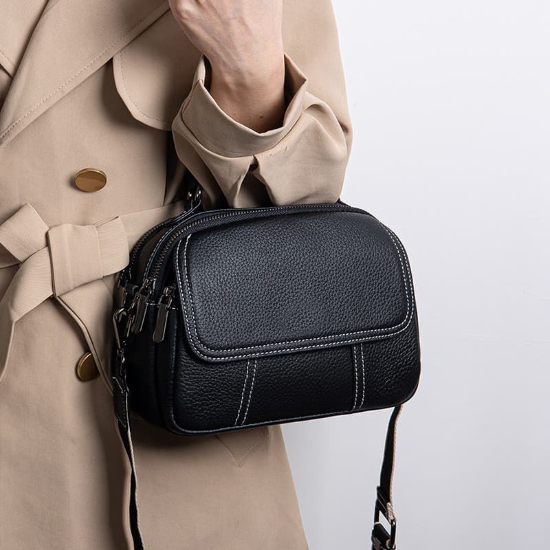 Bolsa feminina de couro genuíno 2026 bolsa feminina pequena bolsa redonda influenciadora moda bolsa de pão cozido no vap