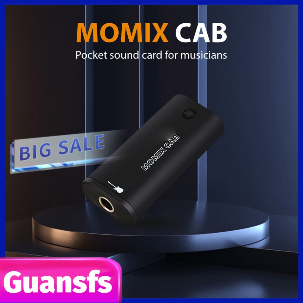 Guansfs.br Interface de áudio de guitarra JOYO Mini placa de som de gravação portátil leve com tipo C e adaptador de
