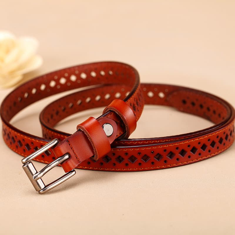 Senhoras oco cinto de couro genuíno feminino Casual All-Match calças de couro cinto versão coreana moda saia decorativa