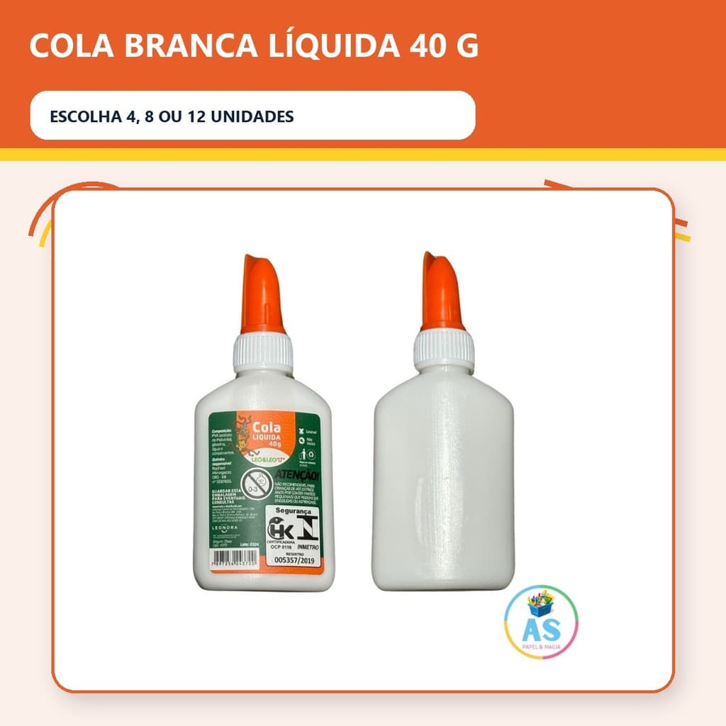 Cola líquida 40g Cola pequena Cola branca Escolar Infantil