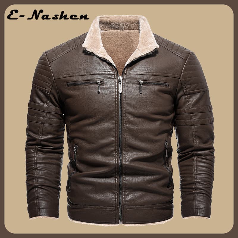 Jaqueta De Couro PU Masculina , Vários Bolsos , Retrô , Slim Fit , Casual , Negócios , Motocicleta , Motociclista , Forr