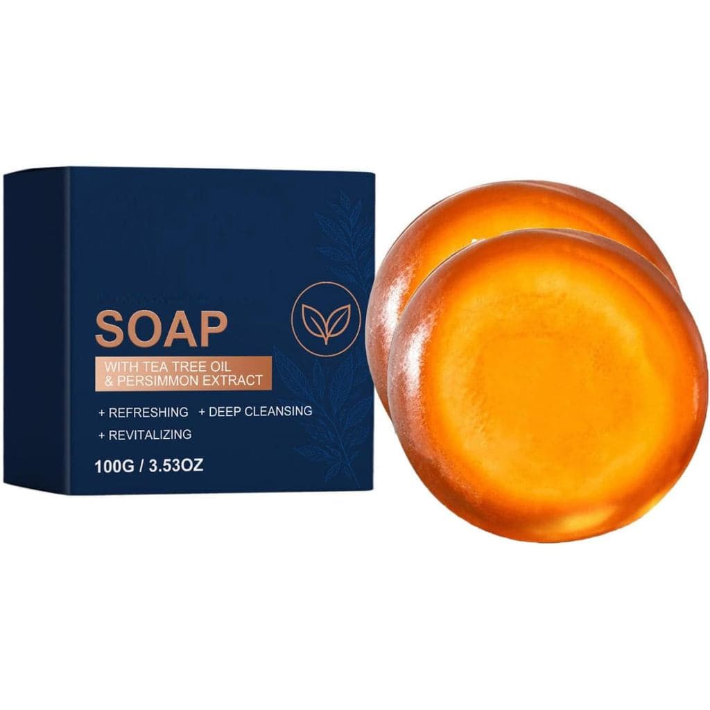 Sabonete de Caqui Japonês, Sabonete Orgânico de Caqui para Idosos, com Óleo de Tea Tree e Chá Verde, Purifica Profundame