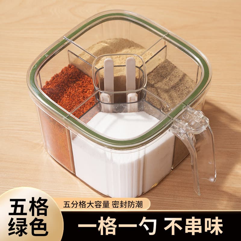 Pote de temperos e saladeira, conjunto de temperos para uso doméstico com múltiplos compartimentos, pote de cozinha com