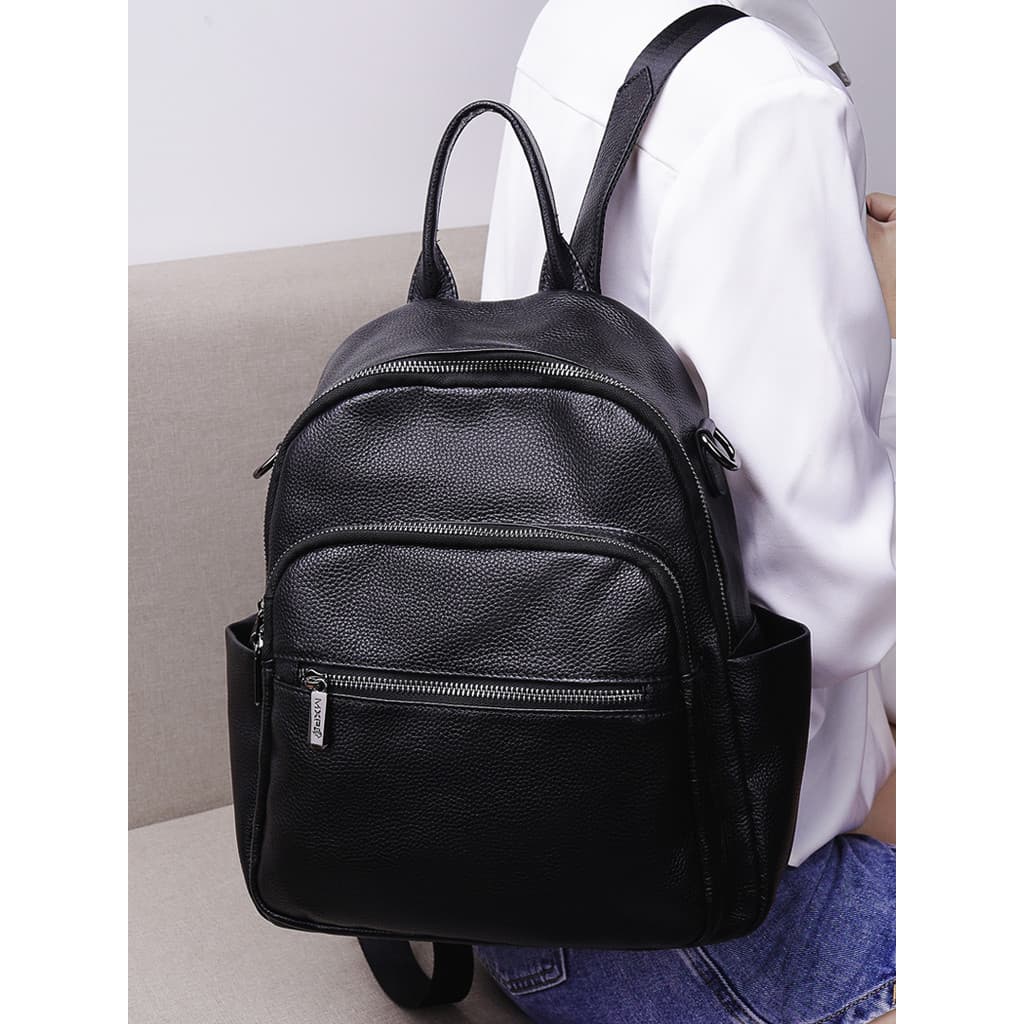 Mochila feminina 2026 novo estilo versão coreana couro puro mochila grande capacidade couro macio moda feminina mochila
