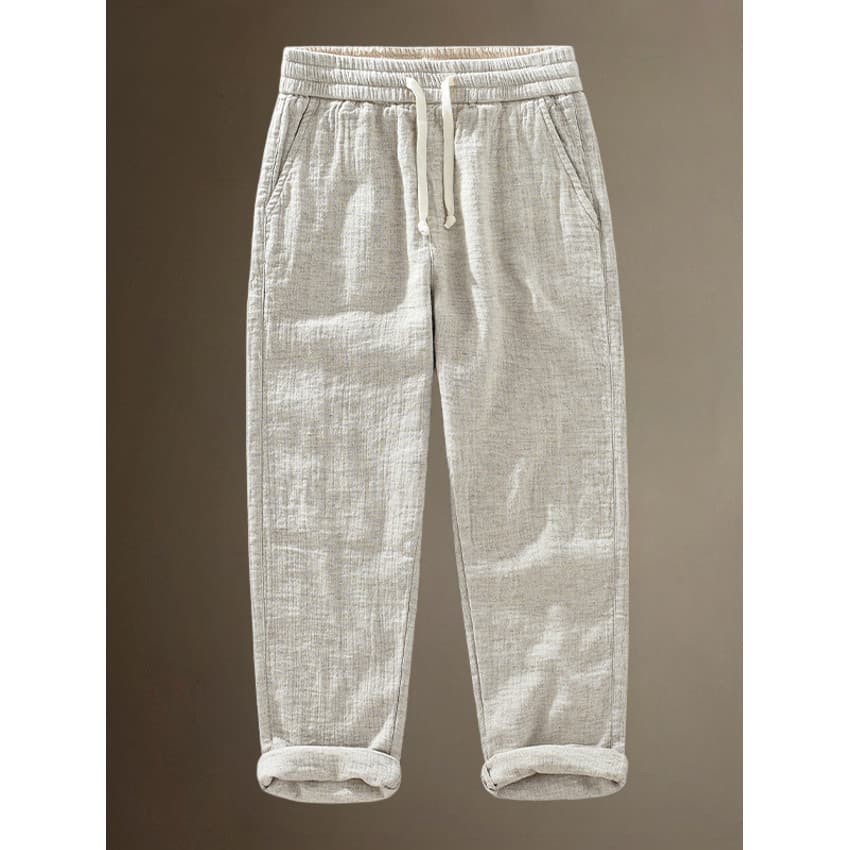 Calças de linho grossas masculinas primavera outono inverno corda cintura elástica calças casuais masculinas soltas calç