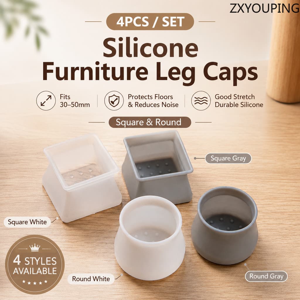 4 Pçs Silicone Móveis Perna Tampas 30-50mm Anti Deslizamento Cadeira Mesa Pés Cobre Protetor De Chão Redução Ruído Quadr